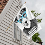 Hipster Jack Russell Terrier Print House Flag