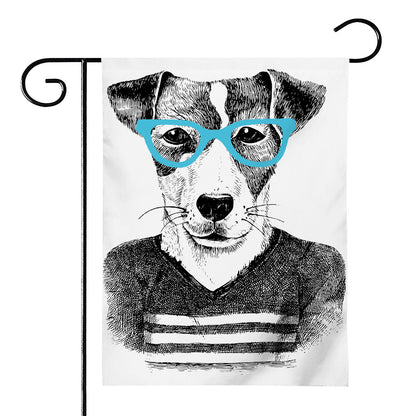 Hipster Jack Russell Terrier Print House Flag