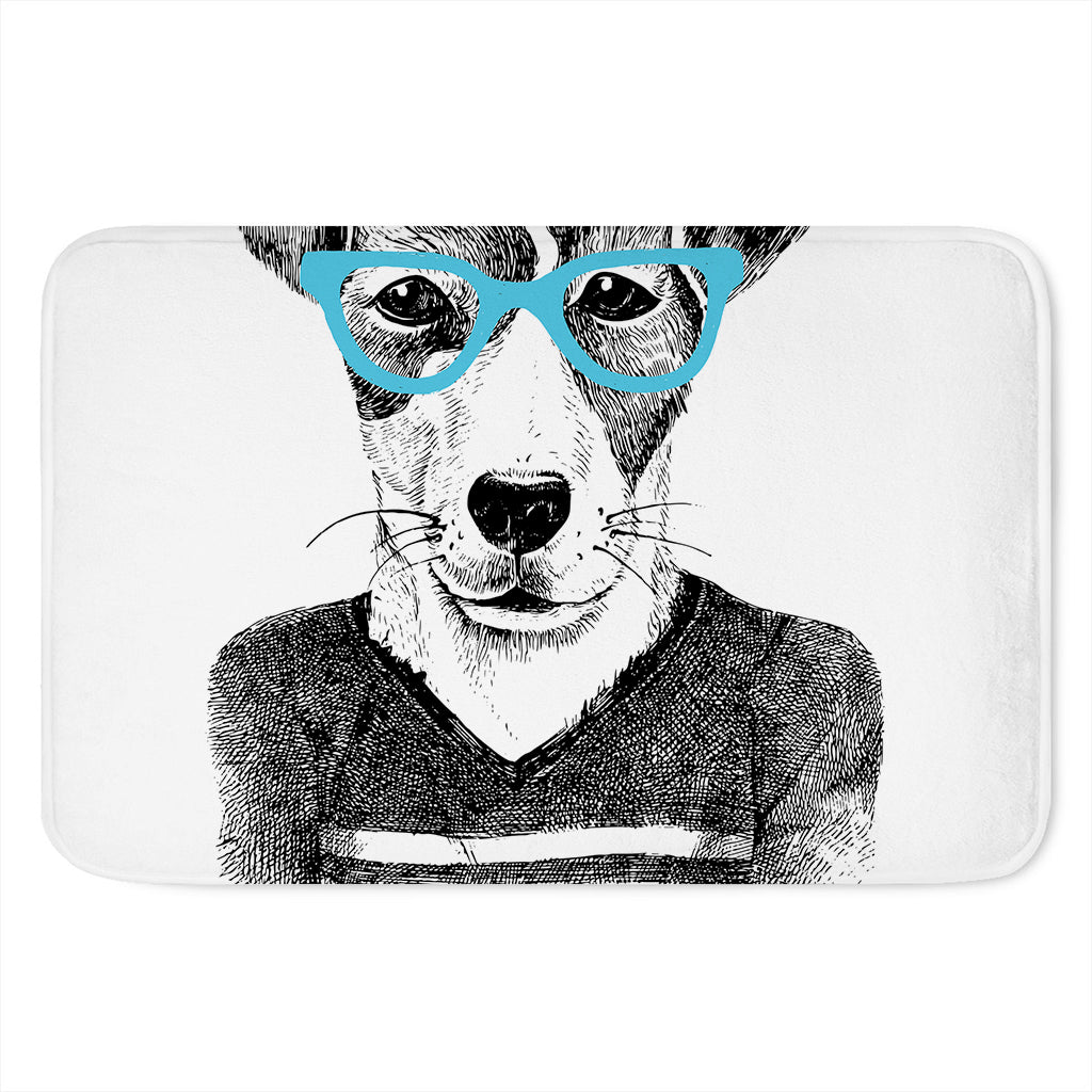 Hipster Jack Russell Terrier Print Indoor Door Mat