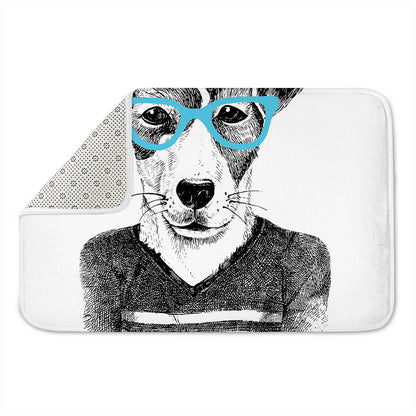 Hipster Jack Russell Terrier Print Indoor Door Mat