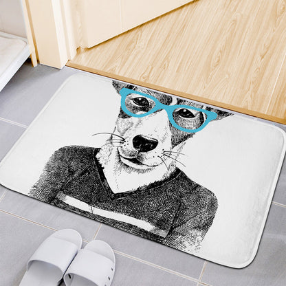 Hipster Jack Russell Terrier Print Indoor Door Mat