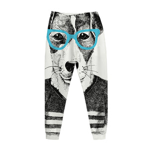 Hipster Jack Russell Terrier Print Jogger Pants