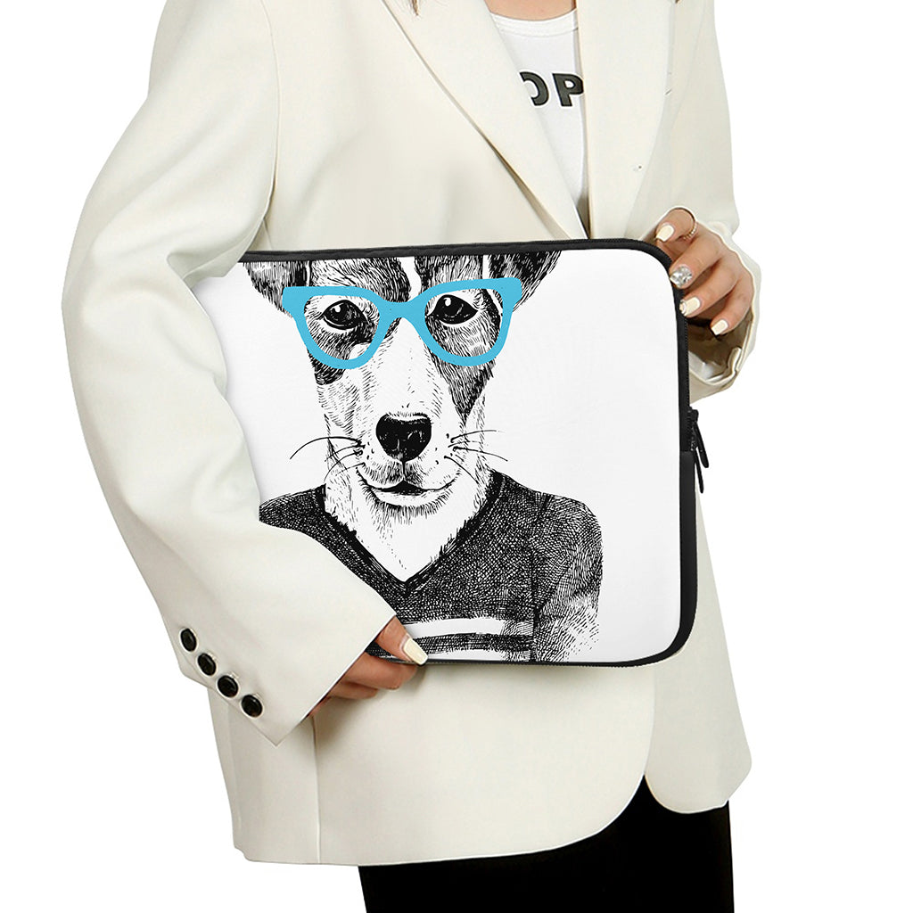 Hipster Jack Russell Terrier Print Laptop Sleeve