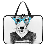 Hipster Jack Russell Terrier Print Laptop Sleeve With Handle