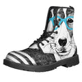 Hipster Jack Russell Terrier Print Lace-Up Boots