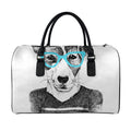 Hipster Jack Russell Terrier Print Leather Duffel Bag