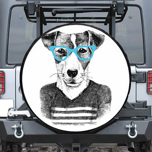 Hipster Jack Russell Terrier Print Leather Spare Tire Cover