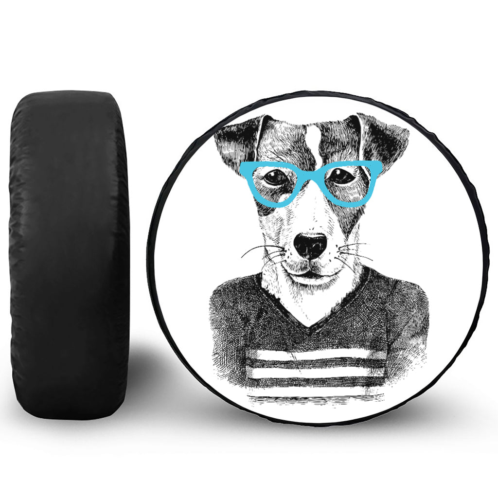 Hipster Jack Russell Terrier Print Leather Spare Tire Cover