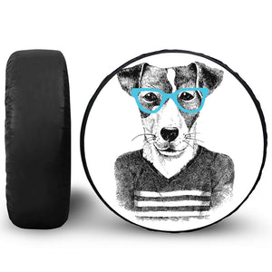 Hipster Jack Russell Terrier Print Leather Spare Tire Cover