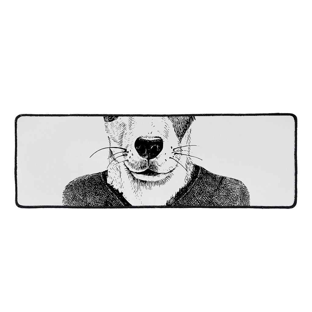 Hipster Jack Russell Terrier Print Long Kitchen Mat
