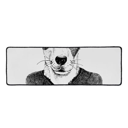 Hipster Jack Russell Terrier Print Long Kitchen Mat