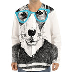 Hipster Jack Russell Terrier Print Long Sleeve Baseball Jersey