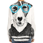 Hipster Jack Russell Terrier Print Long Sleeve Baseball Jersey