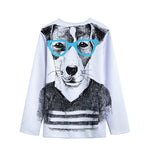 Hipster Jack Russell Terrier Print Long Sleeve Short Coat