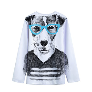 Hipster Jack Russell Terrier Print Long Sleeve Short Coat