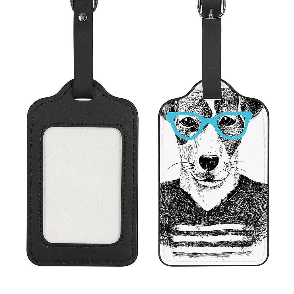 Hipster Jack Russell Terrier Print Luggage Tag