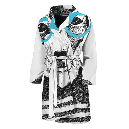 Hipster Jack Russell Terrier Print Men's Bathrobe