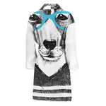 Hipster Jack Russell Terrier Print Men's Bathrobe