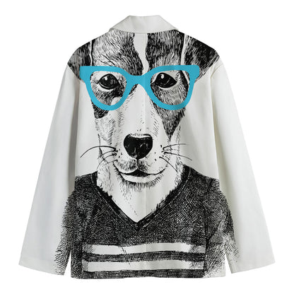 Hipster Jack Russell Terrier Print Men's Blazer