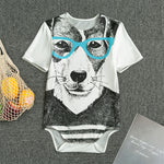 Hipster Jack Russell Terrier Print Men's Bodysuit