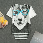 Hipster Jack Russell Terrier Print Men's Bodysuit