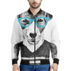Hipster Jack Russell Terrier Print Men's Bomber Jacket
