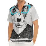 Hipster Jack Russell Terrier Print Men's Deep V-Neck Shirt