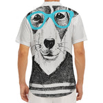 Hipster Jack Russell Terrier Print Men's Deep V-Neck Shirt