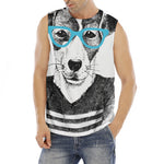 Hipster Jack Russell Terrier Print Men's Fitness Tank Top