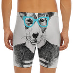 Hipster Jack Russell Terrier Print Men's Long Boxer Briefs