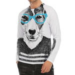 Hipster Jack Russell Terrier Print Men's Long Sleeve Rash Guard