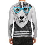 Hipster Jack Russell Terrier Print Men's Long Sleeve Rash Guard