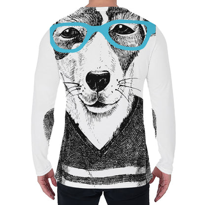 Hipster Jack Russell Terrier Print Men's Long Sleeve T-Shirt