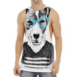 Hipster Jack Russell Terrier Print Men's Muscle Tank Top