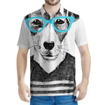 Hipster Jack Russell Terrier Print Men's Polo Shirt