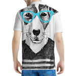 Hipster Jack Russell Terrier Print Men's Polo Shirt