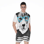 Hipster Jack Russell Terrier Print Men's Rompers