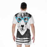 Hipster Jack Russell Terrier Print Men's Rompers