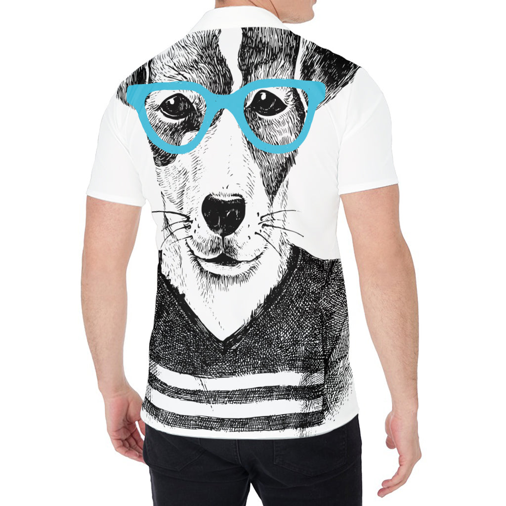 Hipster Jack Russell Terrier Print Men's Shirt