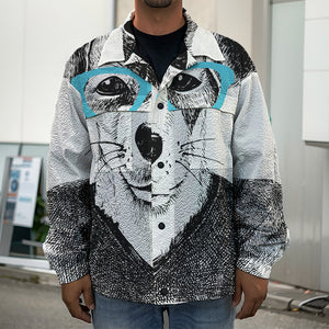 Hipster Jack Russell Terrier Print Men's Shirt Jacket