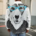 Hipster Jack Russell Terrier Print Men's Shirt Jacket