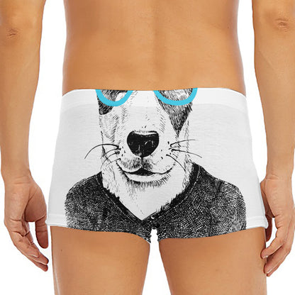 Hipster Jack Russell Terrier Print Men's Short Boxer Briefs