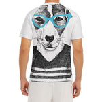 Hipster Jack Russell Terrier Print Men's Short Sleeve Rash Guard