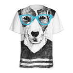 Hipster Jack Russell Terrier Print Men's Sports T-Shirt