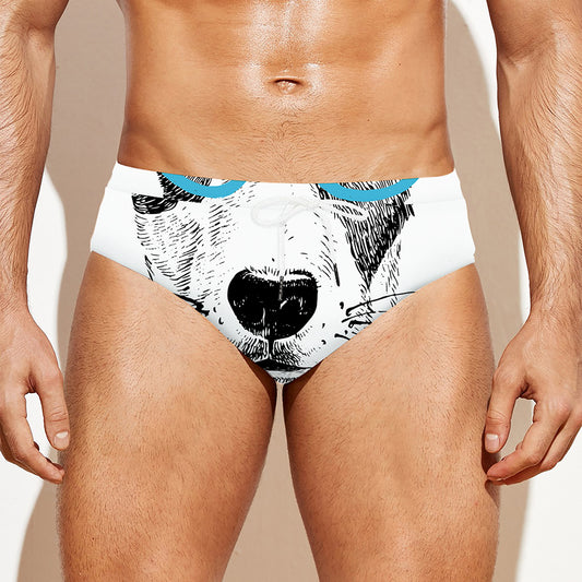 Hipster Jack Russell Terrier Print Men's Swim Briefs