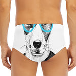 Hipster Jack Russell Terrier Print Men's Triangle Swim Briefs