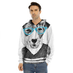 Hipster Jack Russell Terrier Print Men's Velvet Pullover Hoodie