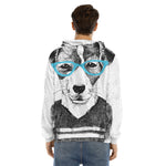 Hipster Jack Russell Terrier Print Men's Velvet Pullover Hoodie