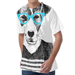 Hipster Jack Russell Terrier Print Men's Velvet T-Shirt