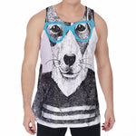 Hipster Jack Russell Terrier Print Men's Velvet Tank Top